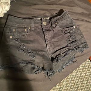 Black ripped jean shorts